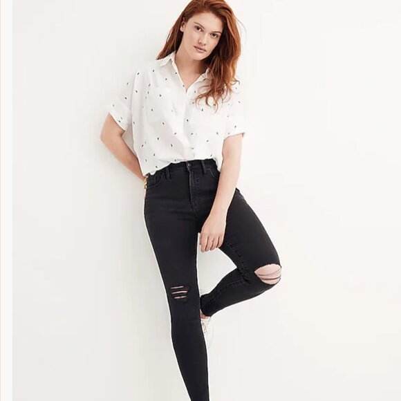 Madewell Denim - 9" Mid-Rise Skinny Jeans in Black Sea